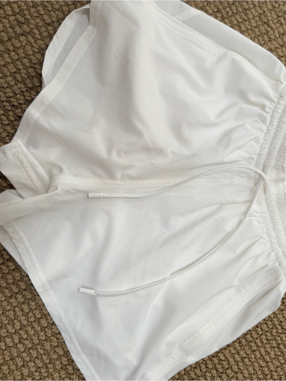 Lululemon like-new white Athletic Shorts with mesh lining (inner booty shorts)